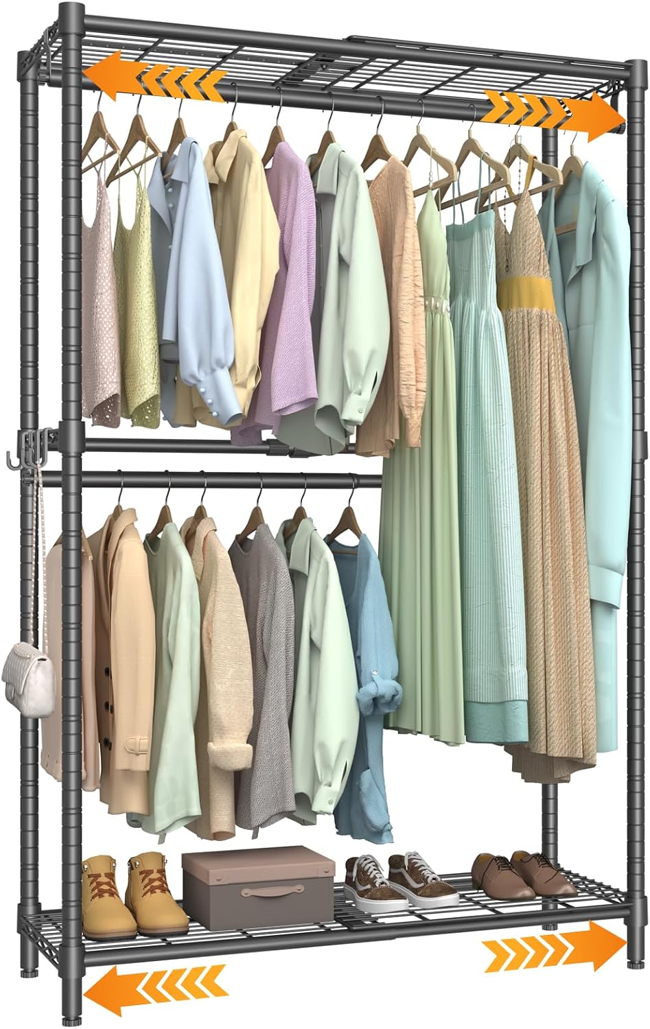 Expandable Closet Organizer System Adjustable Clothing Rack with Shelves