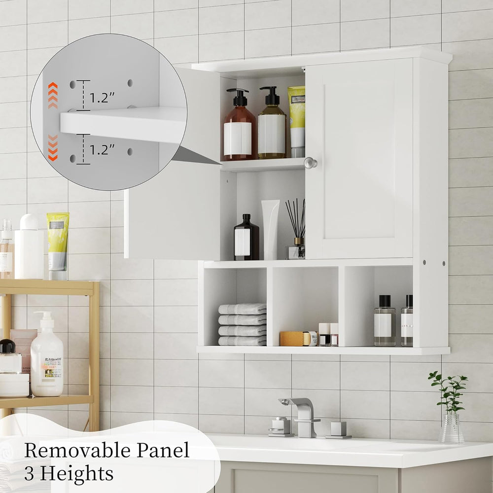 Shintenchi Bathroom Medicine Cabinet, Wall Mounted, Adjustable Shelf, White