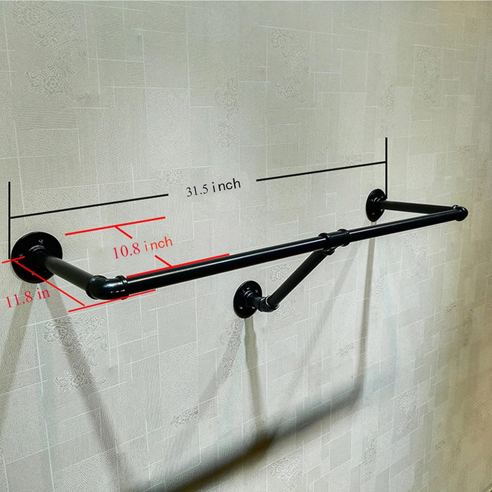 Industrial Retro Wall Mounted Pipe Shelf Bathroom Hanging Towel Rack,Metal Be...