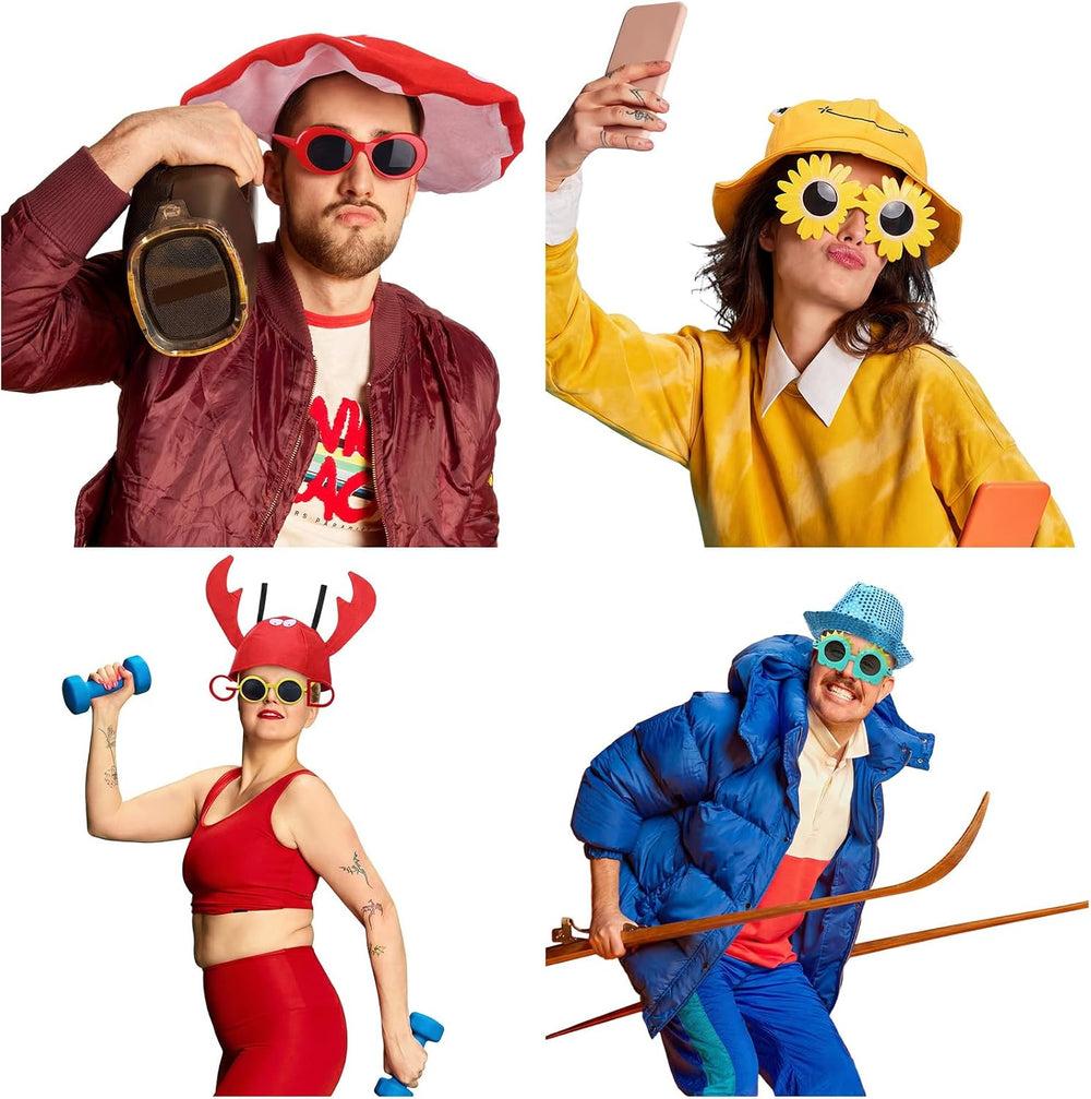 Chicingyou 32 Pcs Funny Hats and Glasses, Halloween Costume Accessories