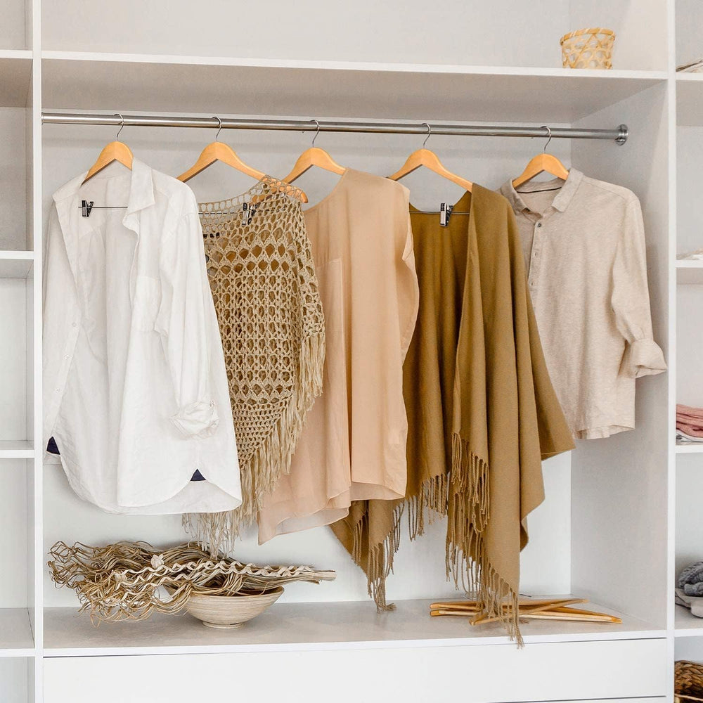 HOUSE DAY Wooden Hangers with Clips 72 Pack, Suit & Pants Hangers, Natural