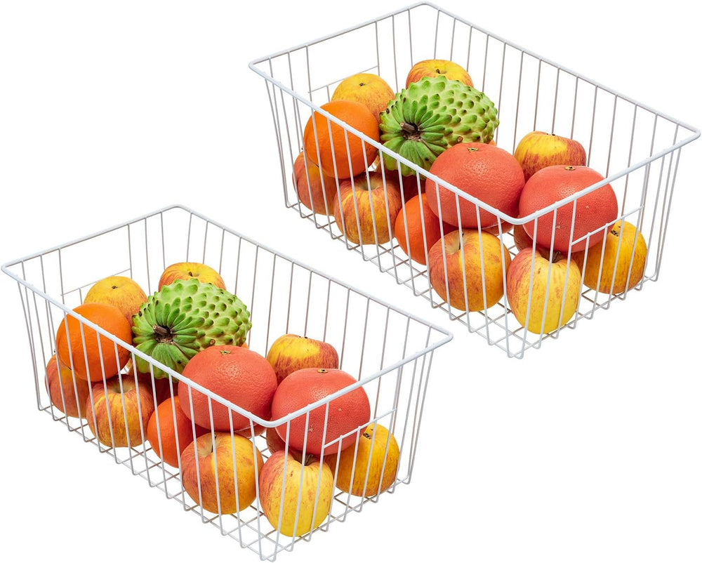 16inch Freezer Wire Storage Organizer Baskets, Household Refrigerator Bins wi...