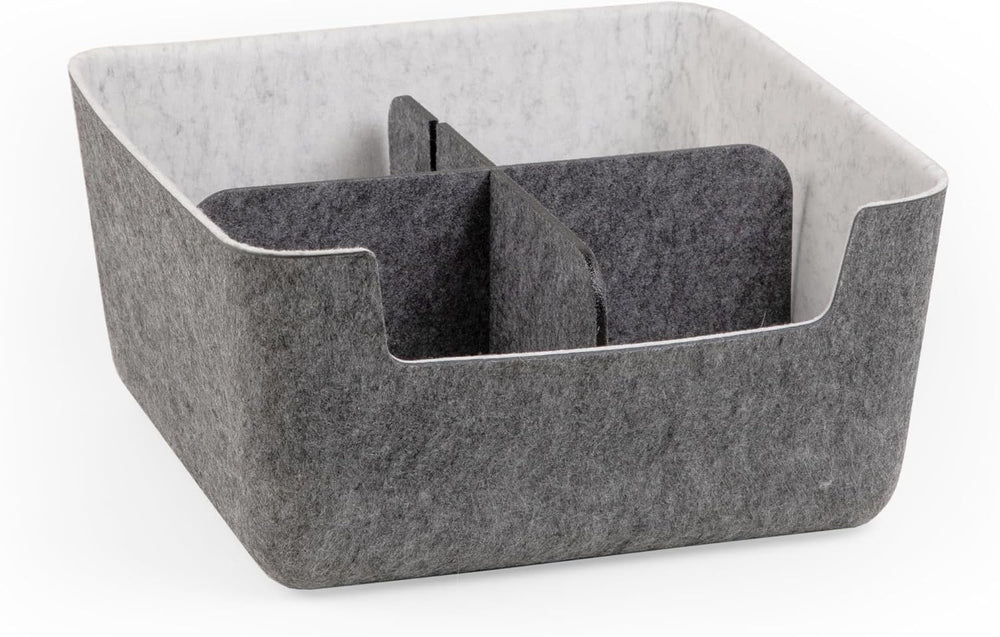 Three by Three Seattle Medium Recycled Felt Cubby Bin w/Dividers, Set of 2