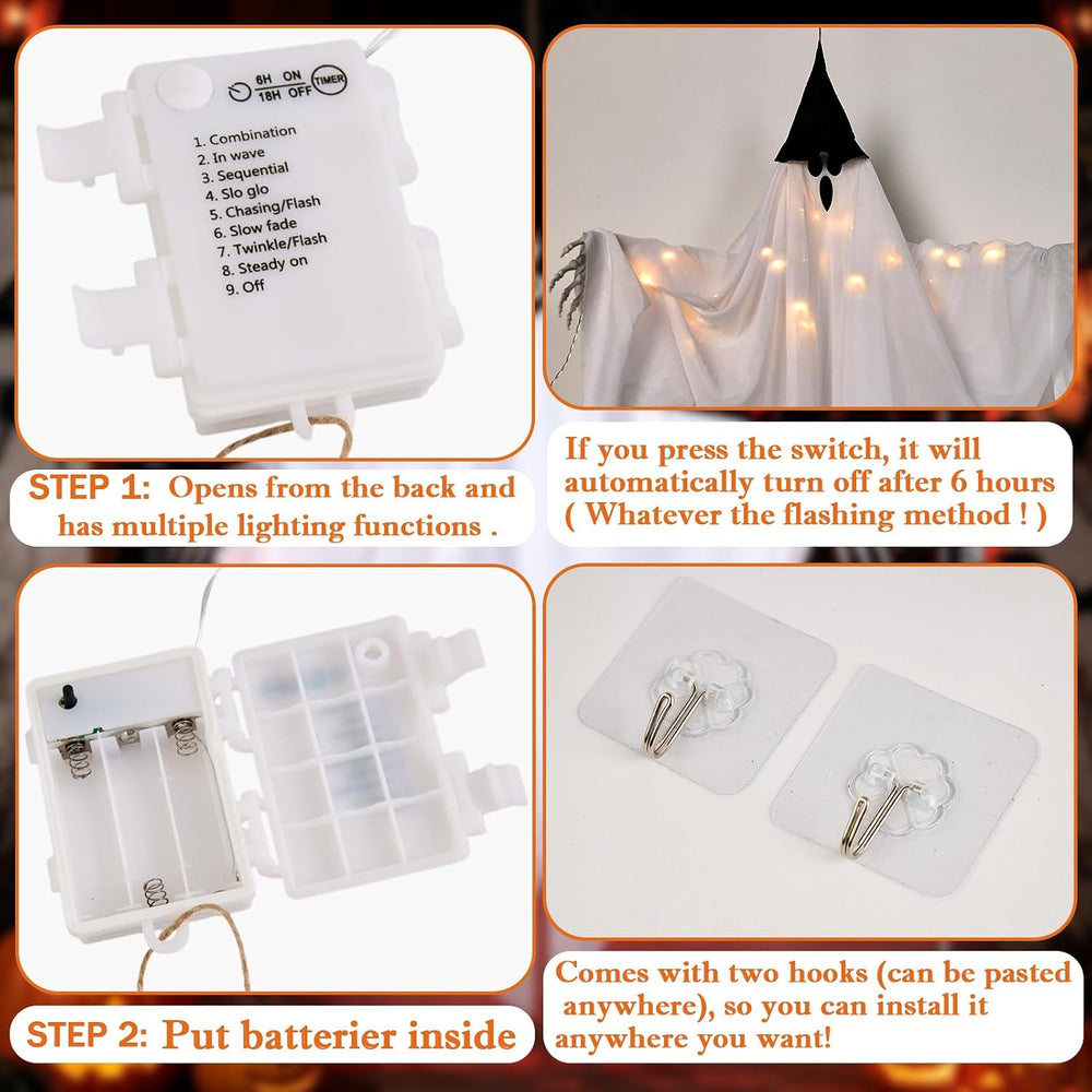 Swinging Hanging Ghosts, Halloween Decorations, Ghosts for Trees Outdoor