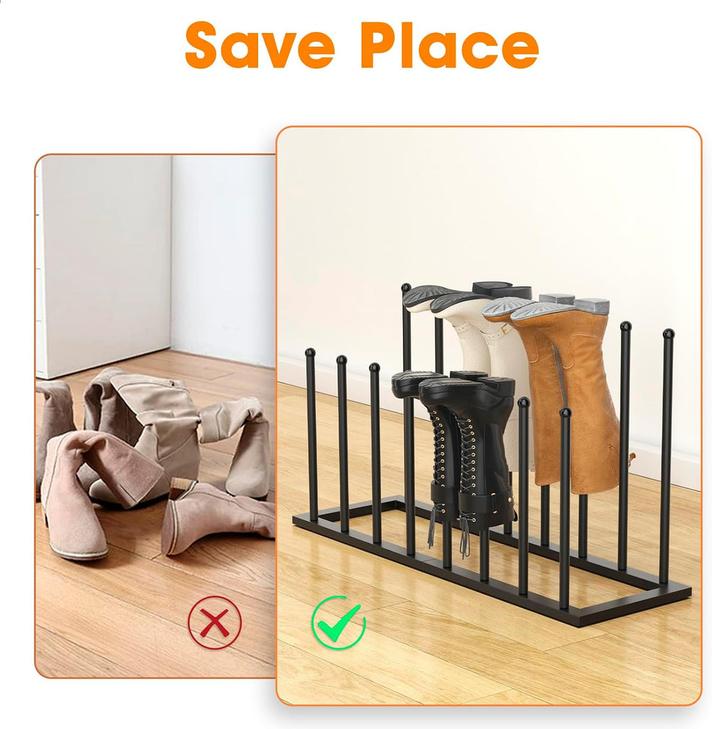 Urban Deco Free Standing Shoe Racks, Boot Organizer for Tall Boots, Black Met...