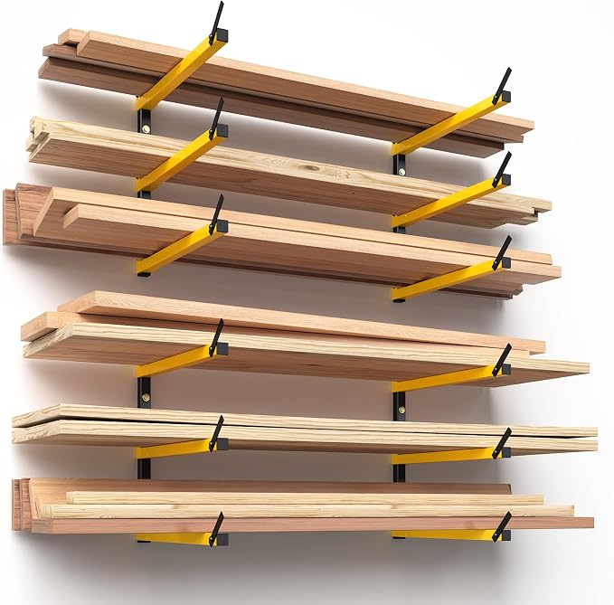 GREENER Lumber Storage Rack Folding Wood Storage Racks Wall-Mounted Metal Rac...