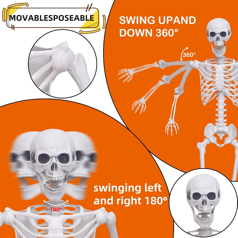 2 Pack 5.4Ft Halloween Skeletons Posable Skeletons Life Size Full Body Bones ...