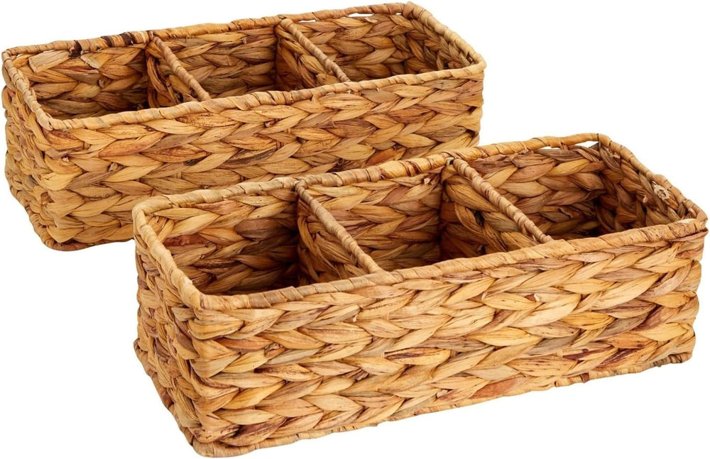 Farmlyn Creek 3-Section Rectangular Wicker Basket - Three Compartment Toilet ...