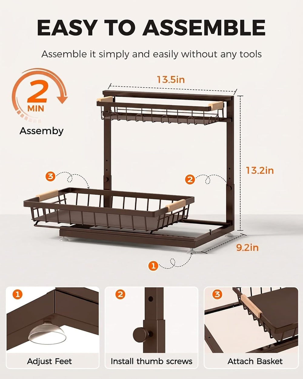 2-Pack 2-Tier Height Adjustable Under Sink Organizer & Storage