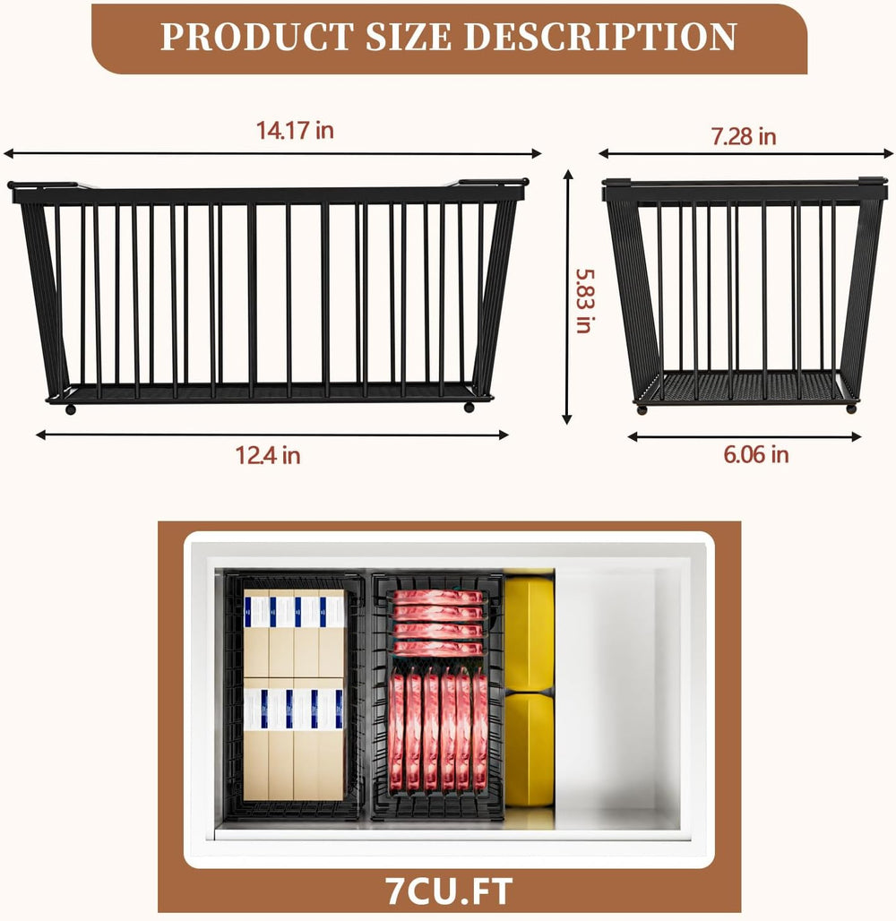 Enhanced Leak-Proof Bottom, Small Freezer Organizer Bins for 7 Cu.Ft