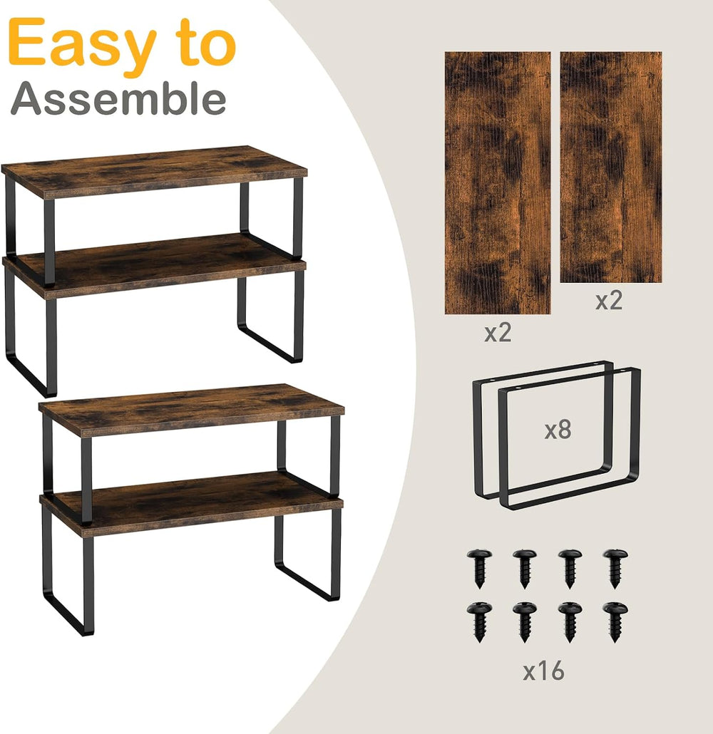OGEMXU Cabinet Shelf Organizers, 15.7 inches Large Kitchen Counter Shelf, Set...