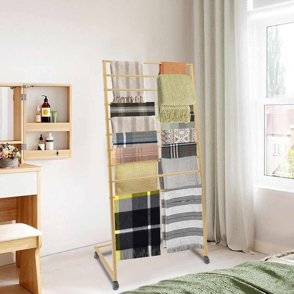 10 Tiers Rolling Display Tie & Scarf Rack Towel Belt Hanger