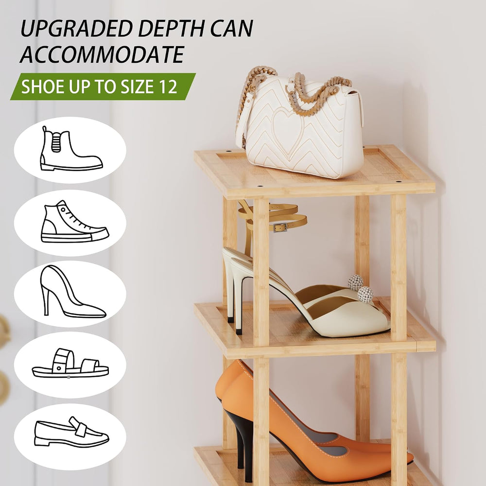 Vertical Tall Shoe Rack Organizer for Entryway -12 Tier Free Standing Slim Na...