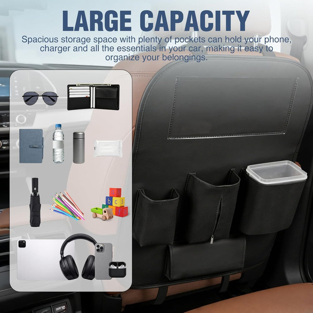 Nilight Car Seat Back Organizer 1PC Black PU Leather Universal
