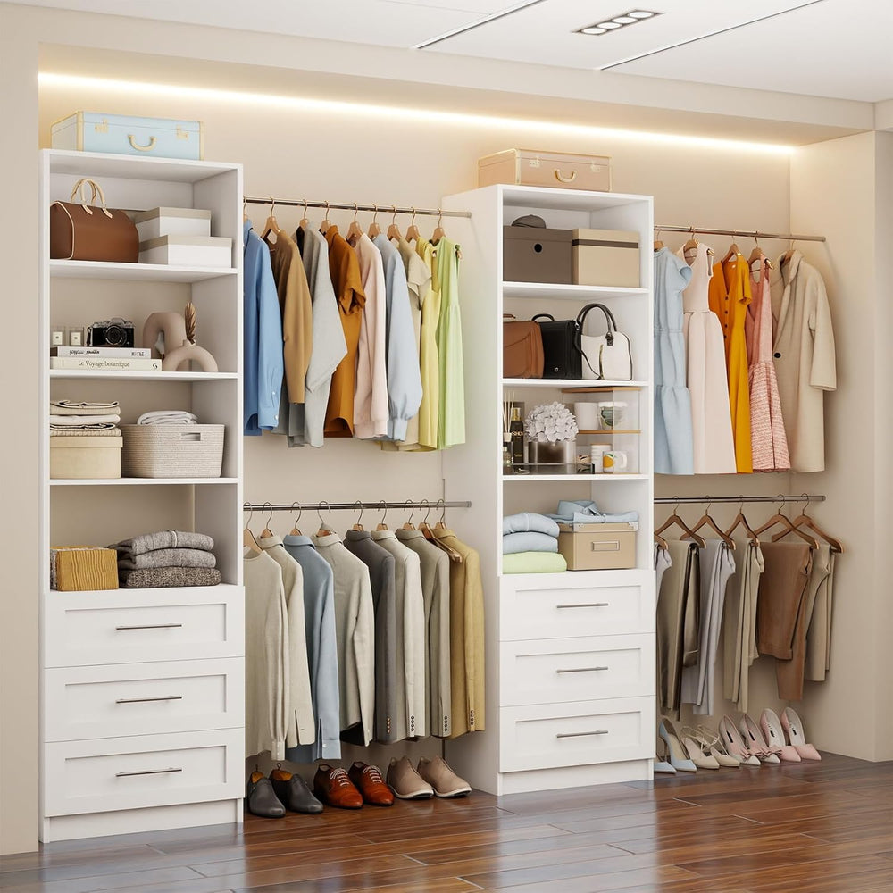 Closet System with 6 Drawers, 5-14FT Custom Closet Organizer System with 8 Ex...