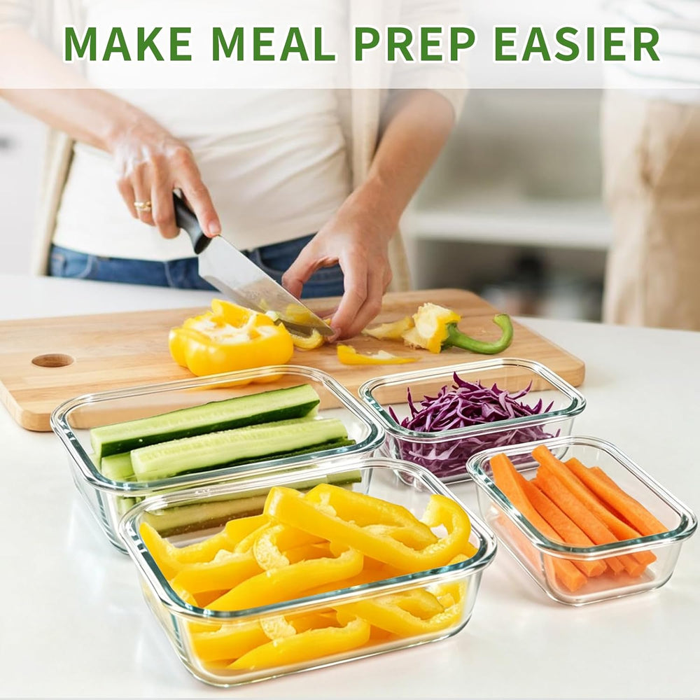Glass Meal Prep Containers, 10 Pack Glass Food Storage Containers with Lids