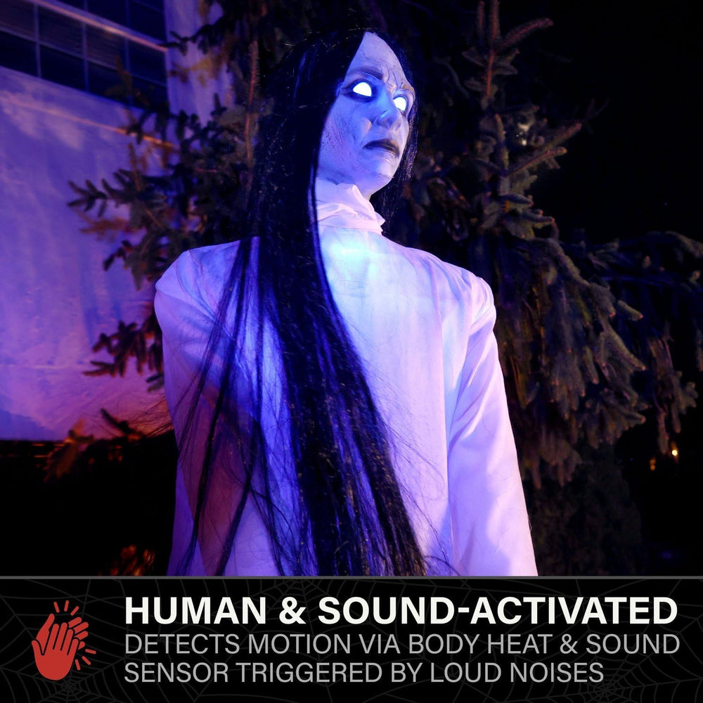 Haunted Hill Farm 6.9-Ft. Tall Specter Lady Ghost Halloween Animatronic