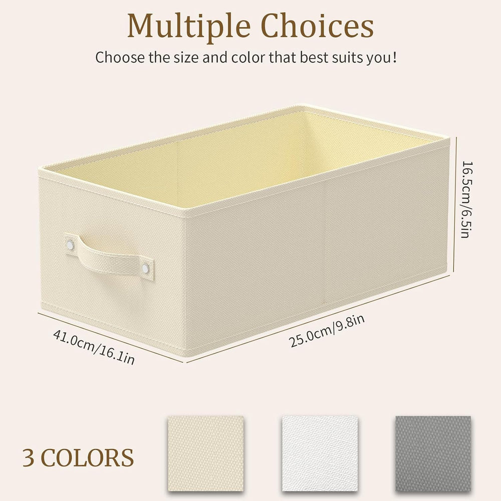 Storage Boxes, Fabric Clothes Bins, 3 Pack, Beige, 16.1x9.8x6.5 In