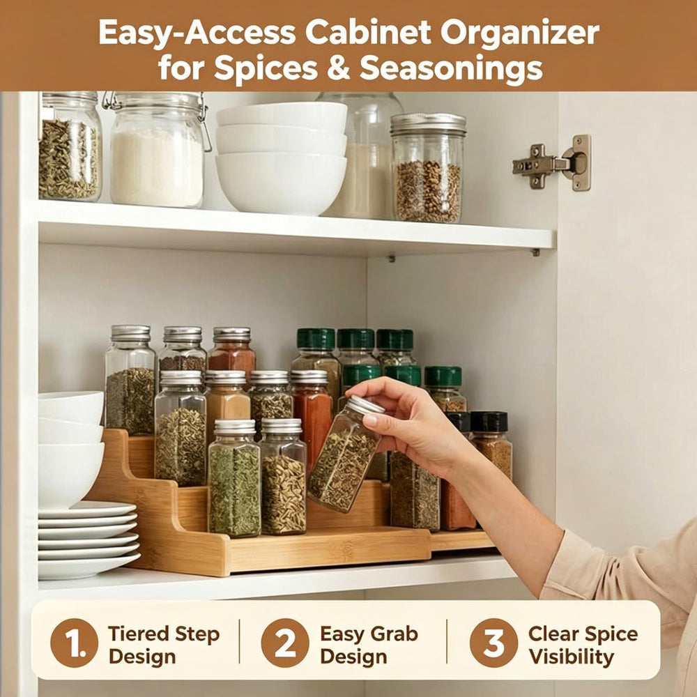 JinDoWin Spice Rack Organizer for Cabinets,Countertop & Pantries,2 Pack