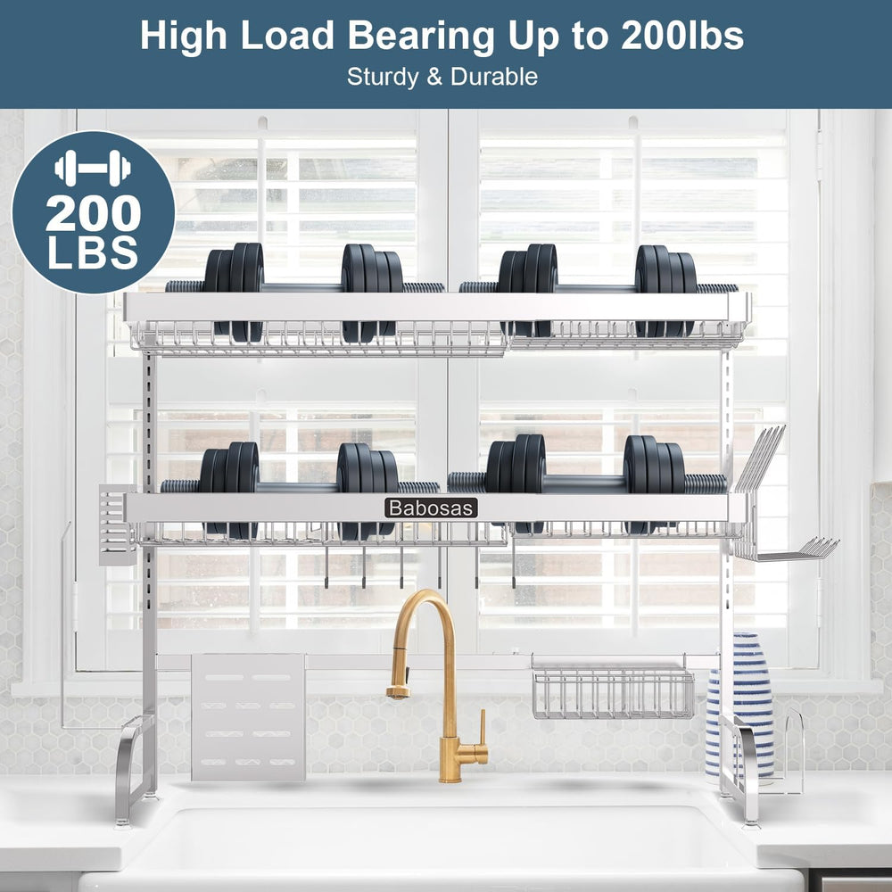 Over The Sink Dish Drying Rack,3 Tier Adjustable Length (25.5'' to 37...