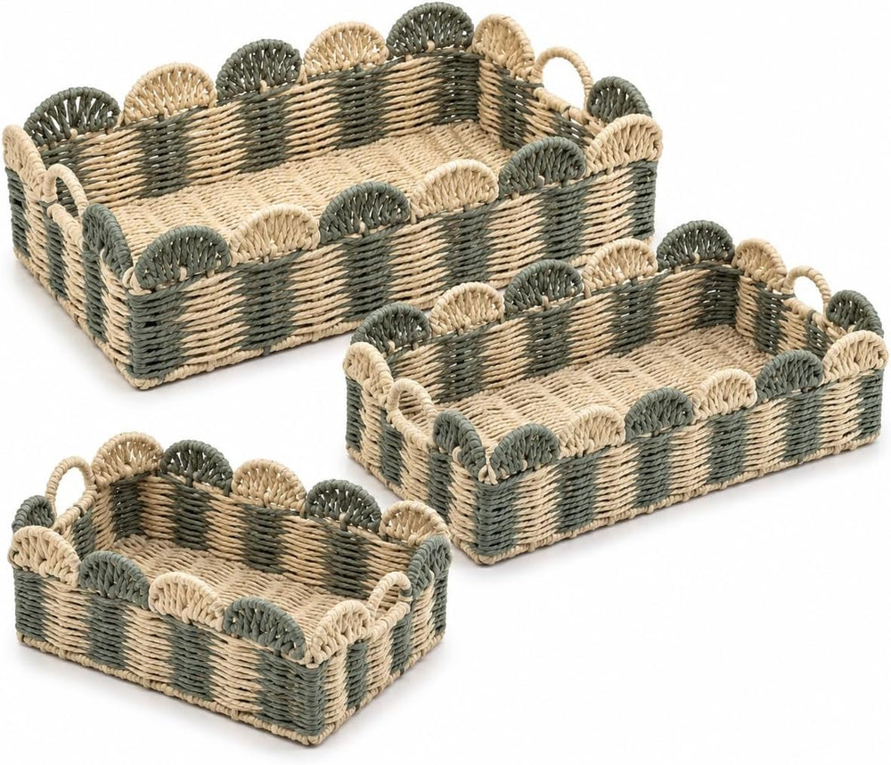 Rectangular Boho Decor Bin,Handmade Paper Rope Basket,Kit