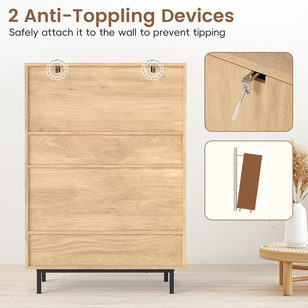 LOKO Shoe Storage Cabinet, Freestanding Hidden Shoe Cabinet (Natural)