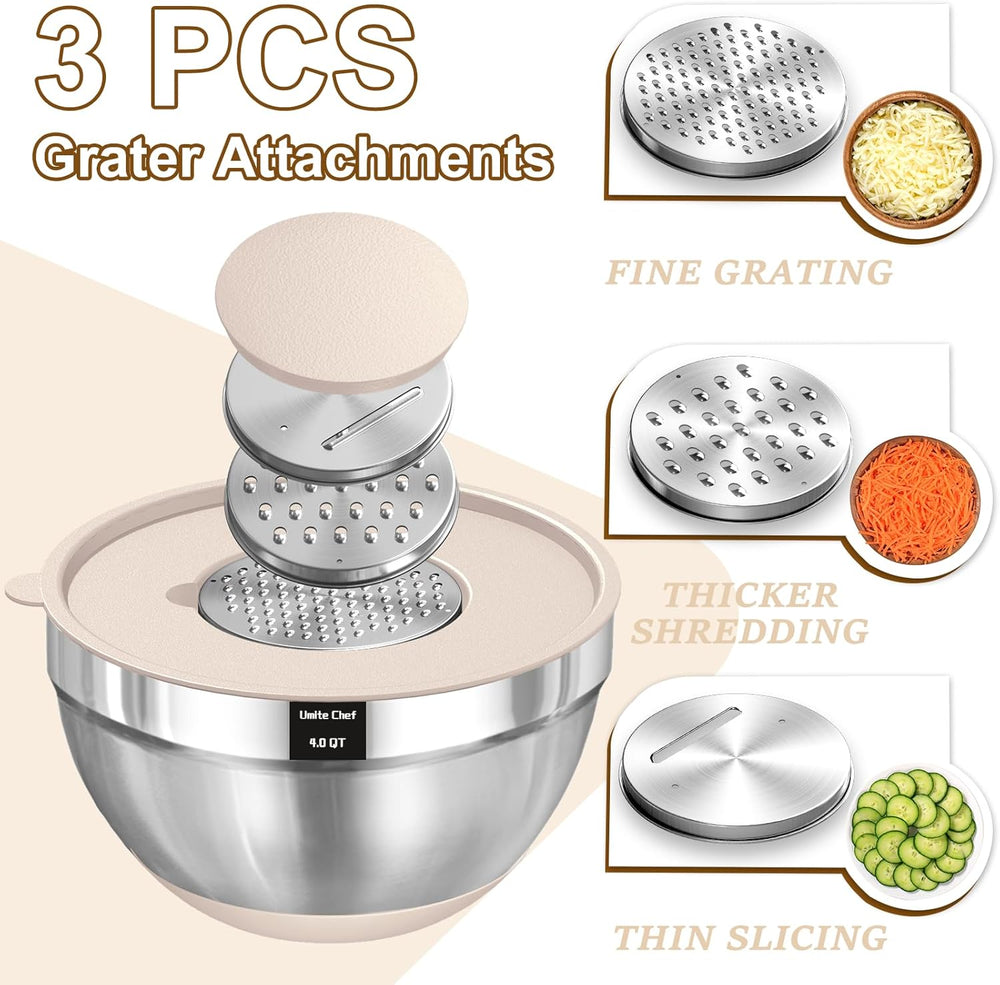 Umite Chef Mixing Bowls with Airtight Lids Set, 8PCS Stainless Steel Nesting ...