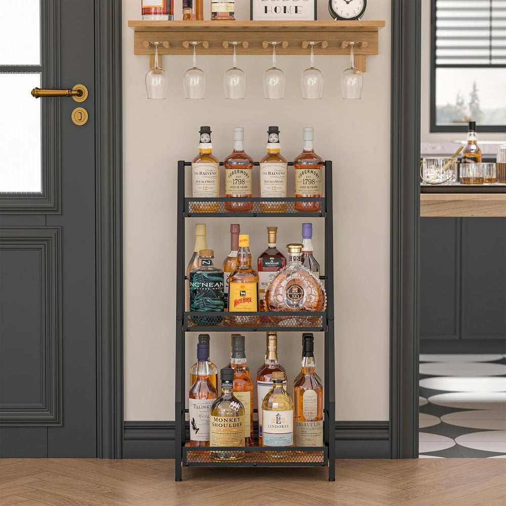 Hayexiha 3-Tier Liquor Stand for Home Bar, Stepped Freestanding Wine Rack