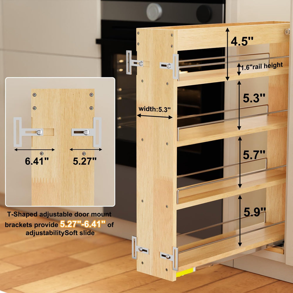 Pull Out Spice Rack Organizer for Cabinet, 5" W x 22.3" D x 25.2&qu...