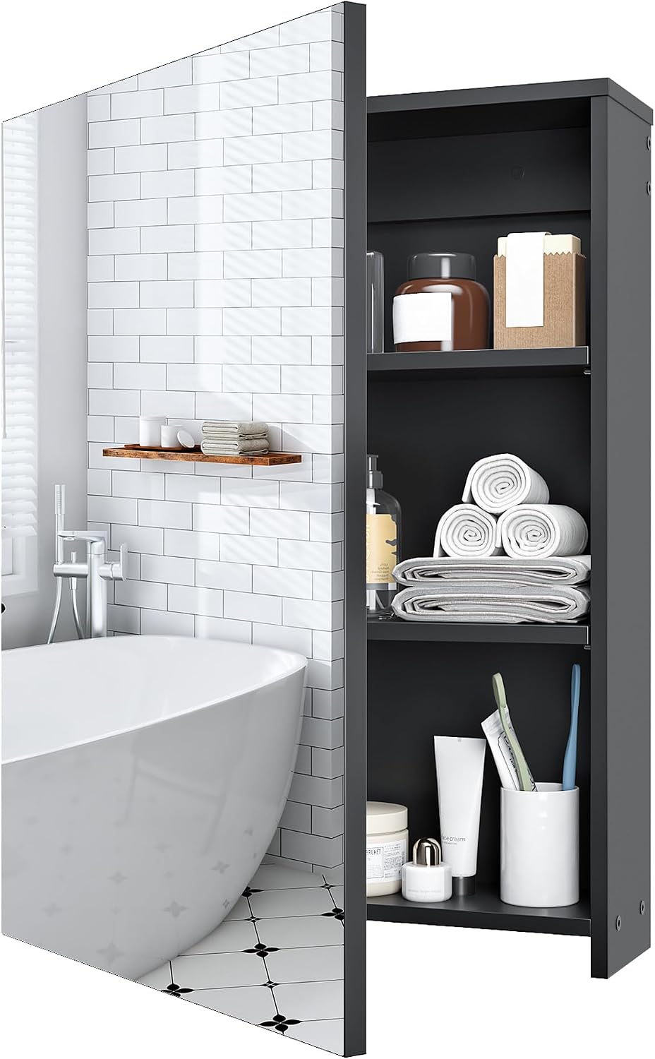 Bathroom Medicine Mirror Cabinet, 17.7'' x 23.6'', Wall-Mount...