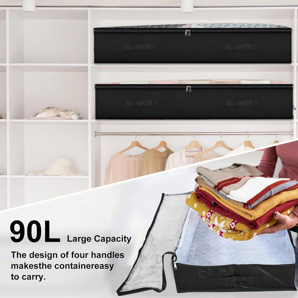 BiCINE 90L Under Bed Storage Containers, 6 Pack Foldable Closet Organizers an...