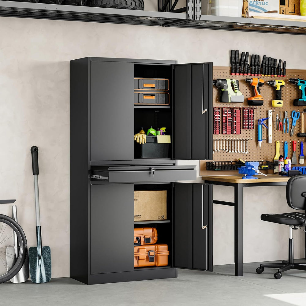 Yizosh Metal Garage Storage Cabinet with Locking Doors and Adjustable Shelves...