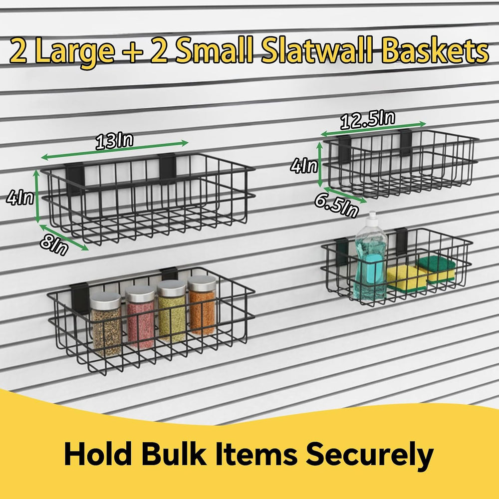 30 PCS Slatwall Accessories Kit, with 4 Pcs Slatwall Baskets, 6 Pcs Slatwall ...