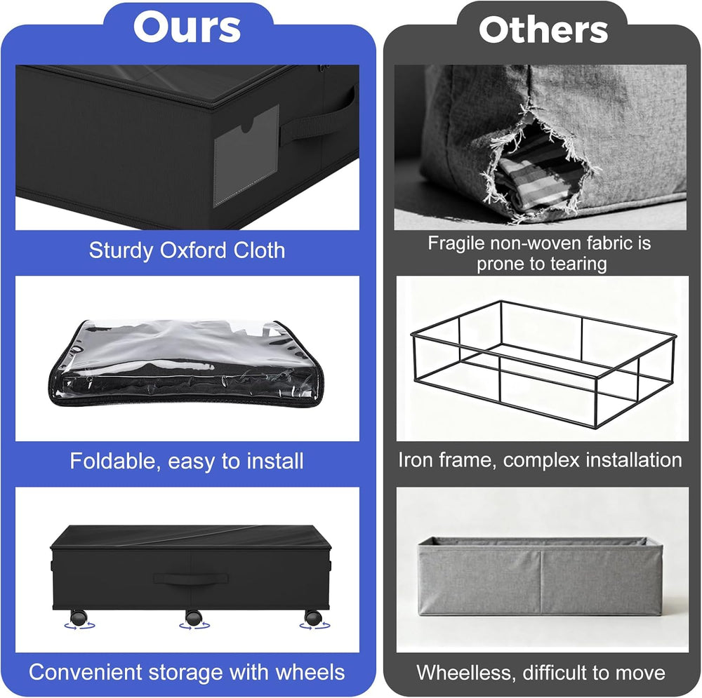 Babenest 4-Pack Under Bed Storage Organizer on 6 Wheels for Clothes