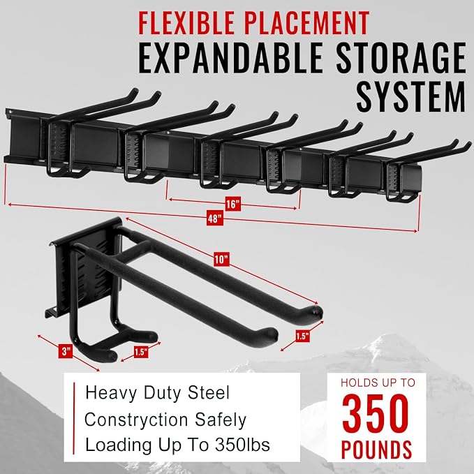 Wall Mount Tool Storage Rack, Garage Organization, Heavy Duty Garage Storage