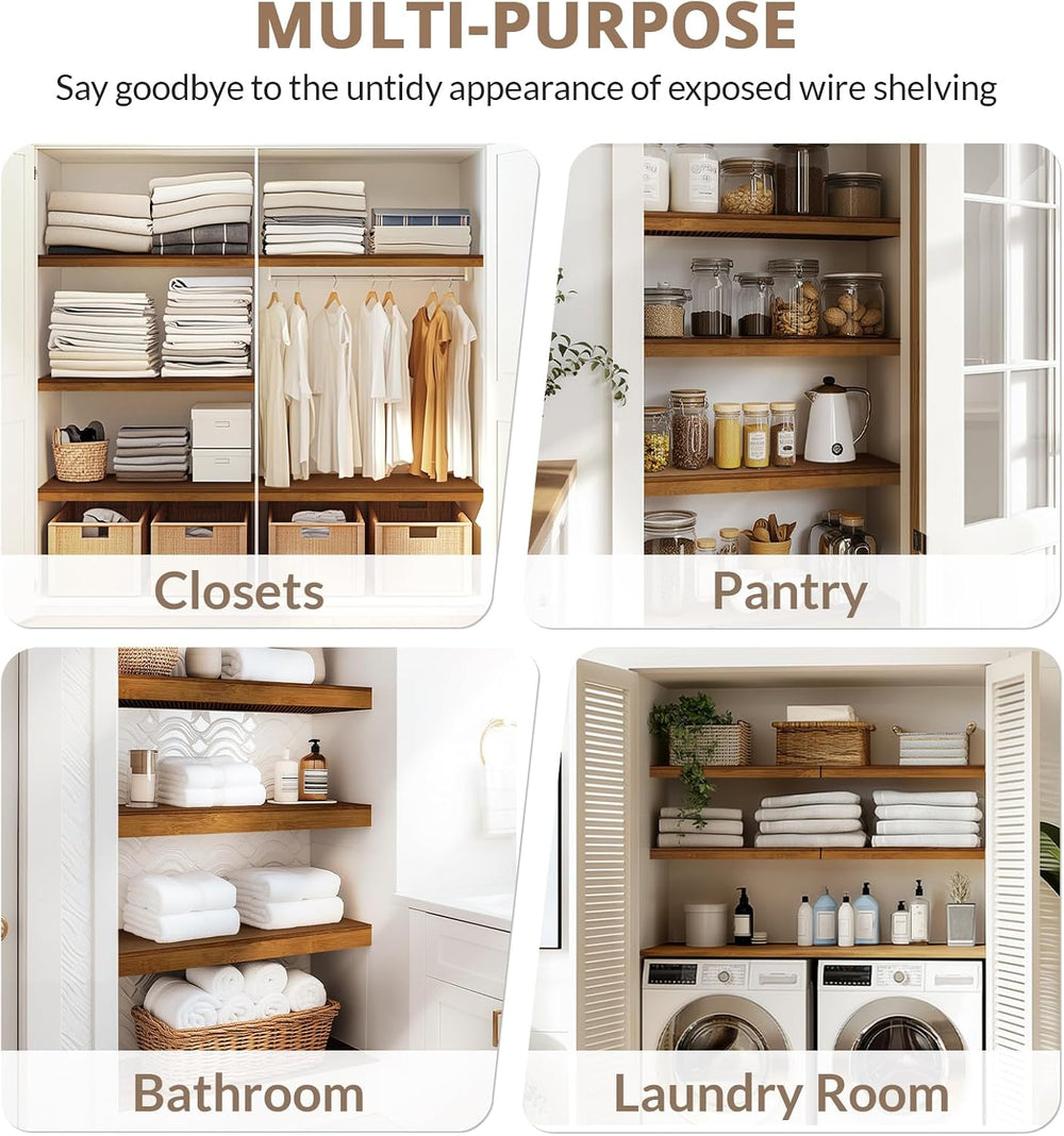 Gashell Wire Shelf Covers, Bamboo Wire Rack Covers for Pantry, Closet