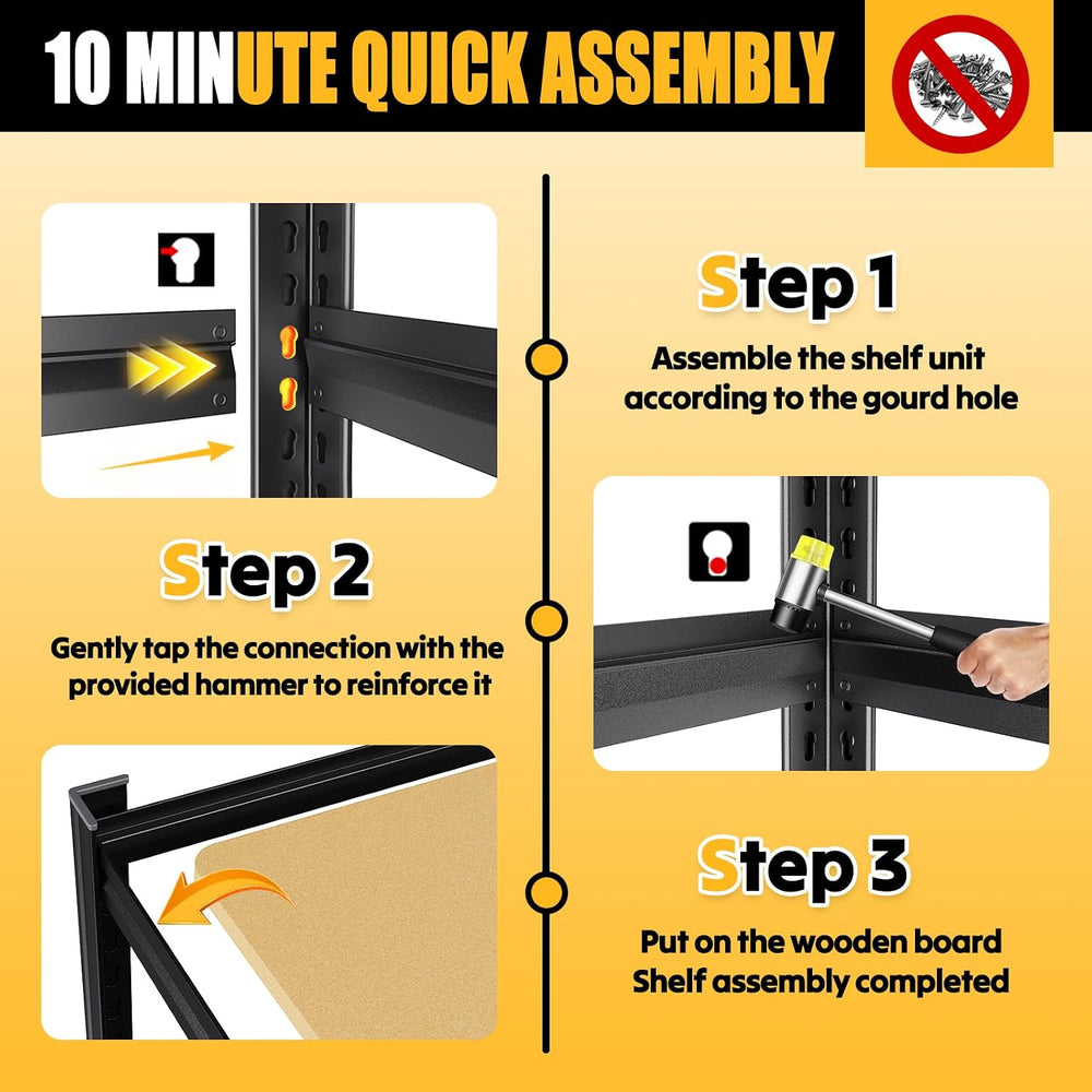 5‑Tier Garage Shelving, Adjustable Metal Shelves Units