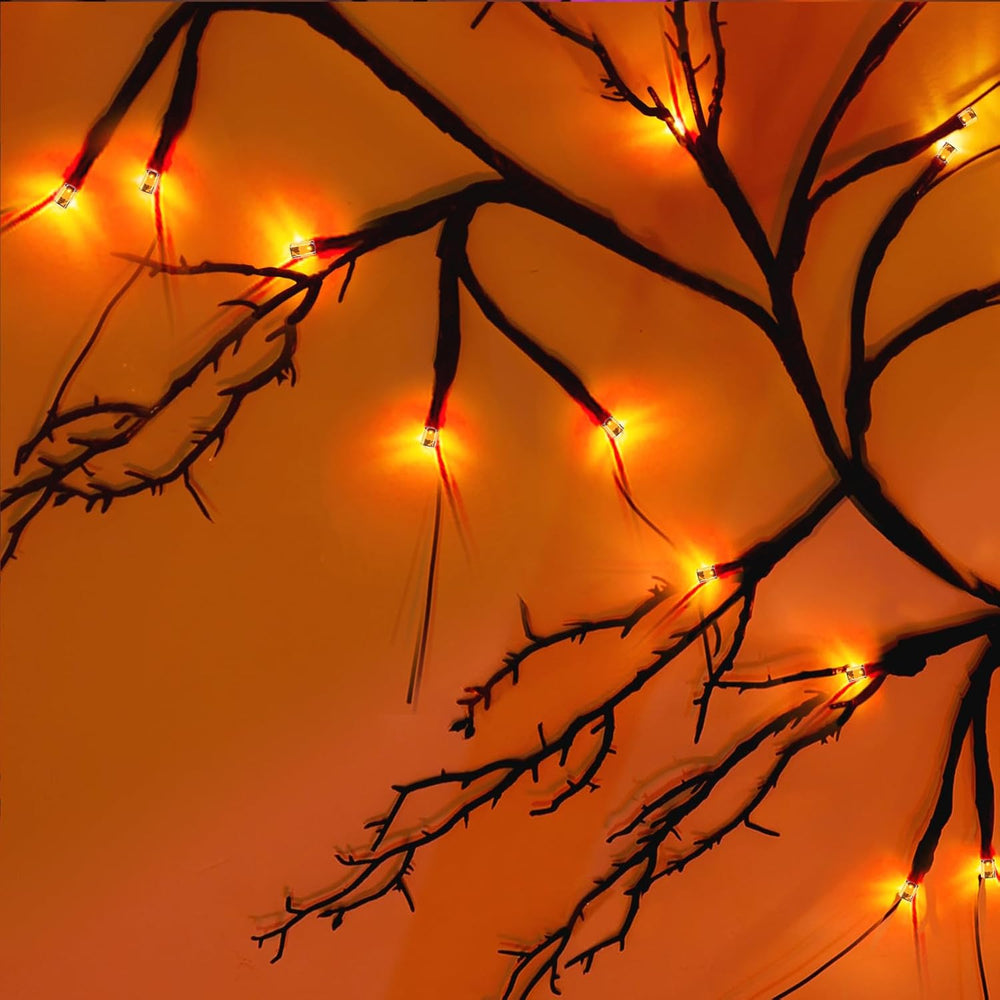 [8 Modes & Timer] 9 Ft Halloween Garland Willow Vine Twig Decor with 72 L...