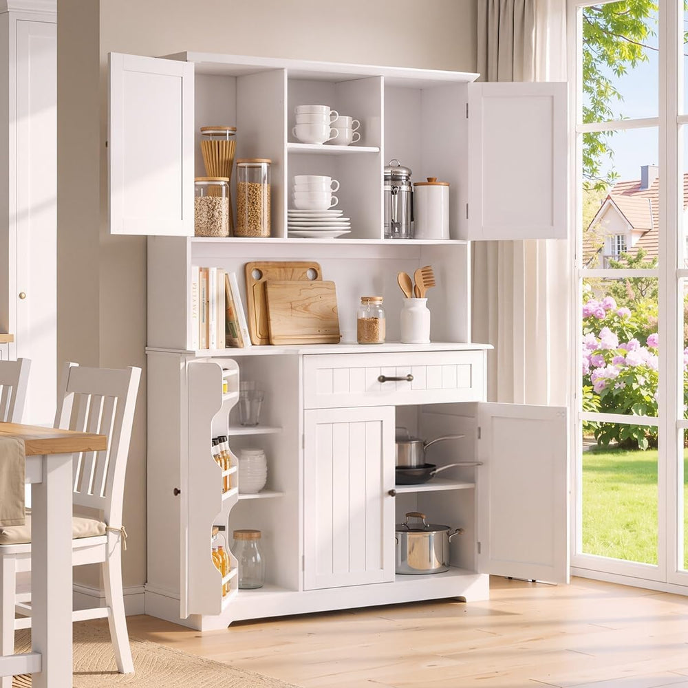 Gizoon Tall Kitchen Storage Cabinet with Door and Shelves White
