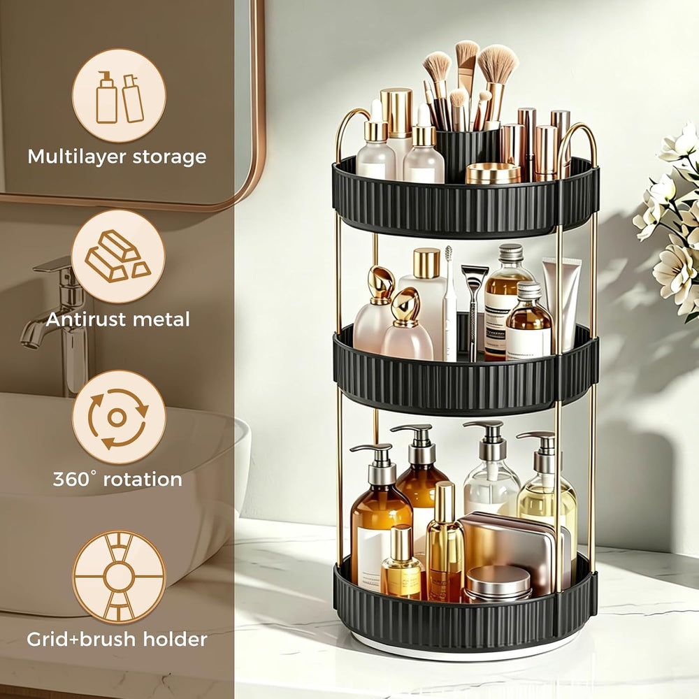 360° Rotating Makeup Organizer, Upgraded 3 Tier Skincare Perfume Organizers f...