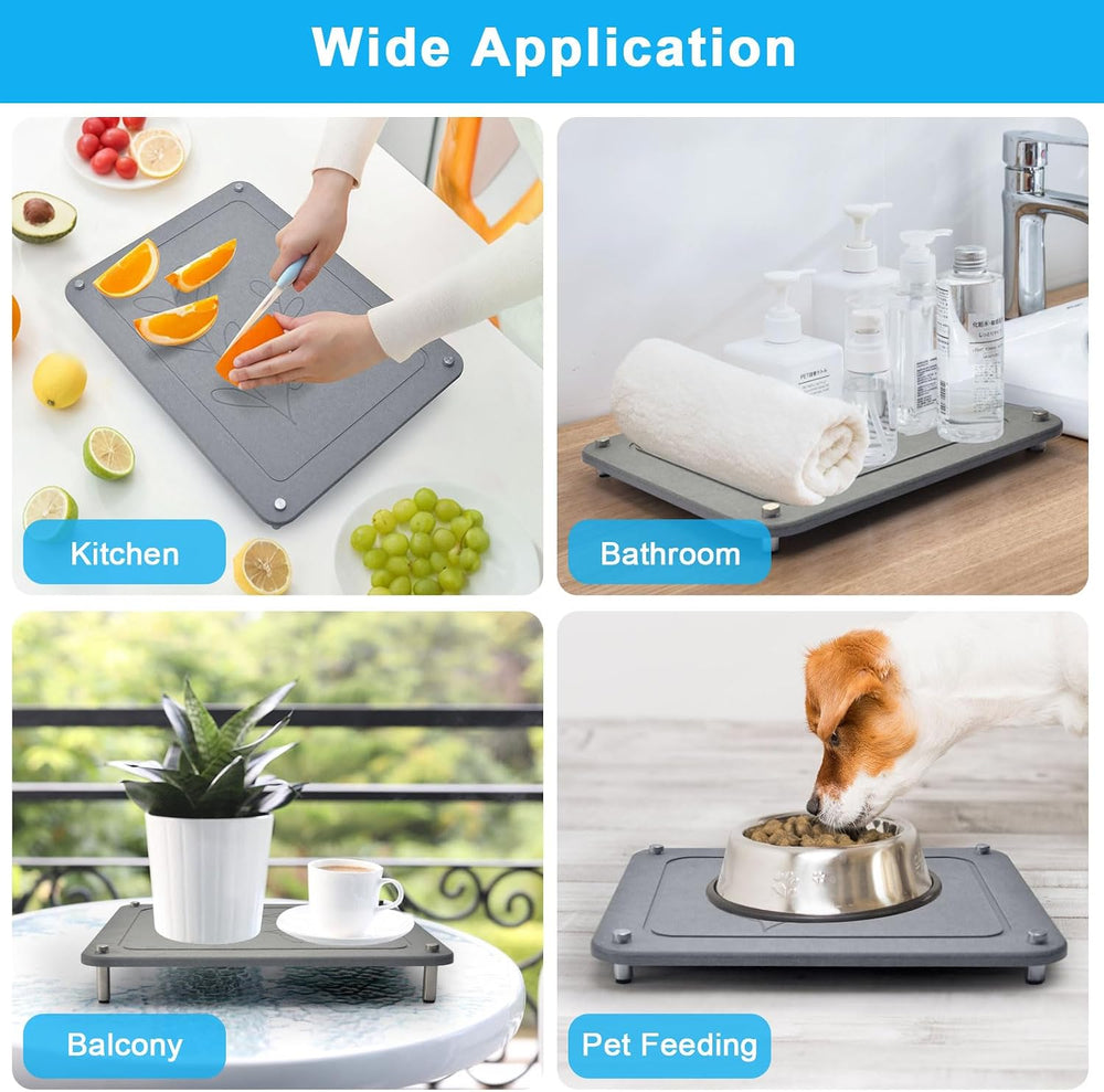 3Pcs Nesting Stone Drying Mat for Kitchen Counter, Quick Drying Dish Drying M...