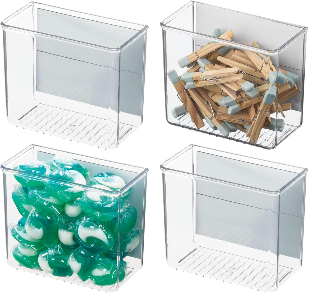 iDesign Magnetic Small Clear Plastic Organizer Bins, 4-Pack