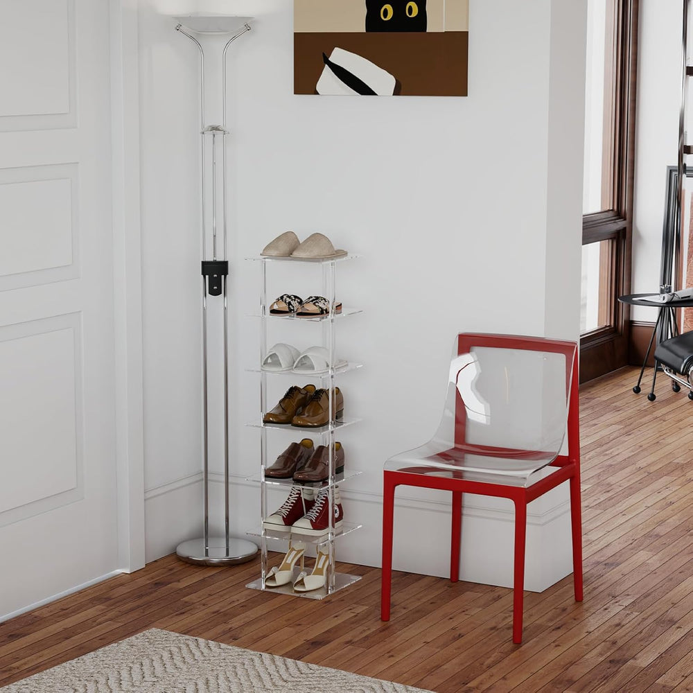 Aquiver Acrylic Vertical Shoe Rack - Free Standing Shoe Rack 7 Tier Shoe Stor...