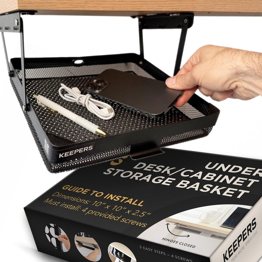 KEEPERS Anything Keeper — Compact 11x10in Under-Cabinet Slide-Out Drawer, Hid...