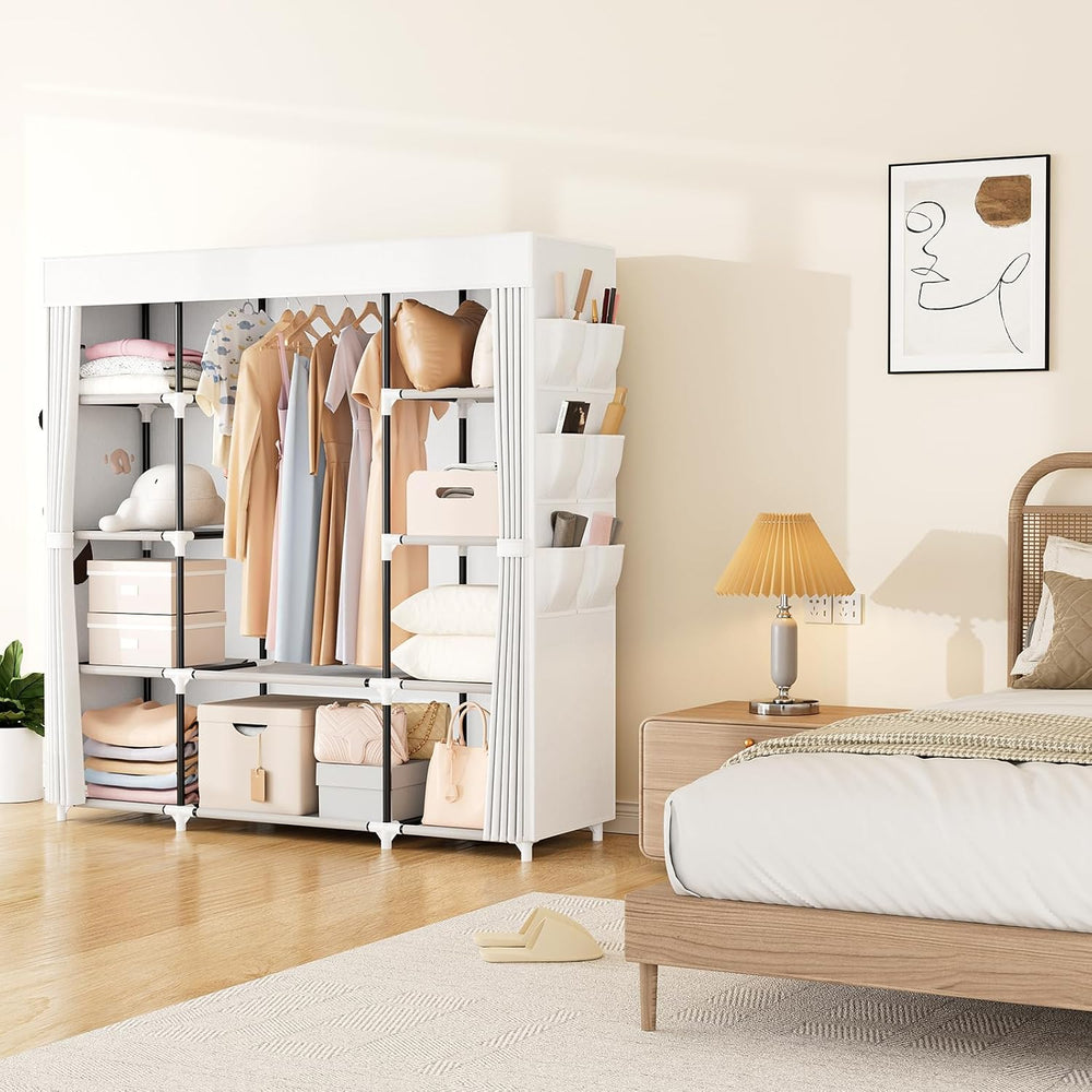 VTRIN Portable Closet Wardrobe for Hanging Clothes 57.3 Inch Large Capacity C...