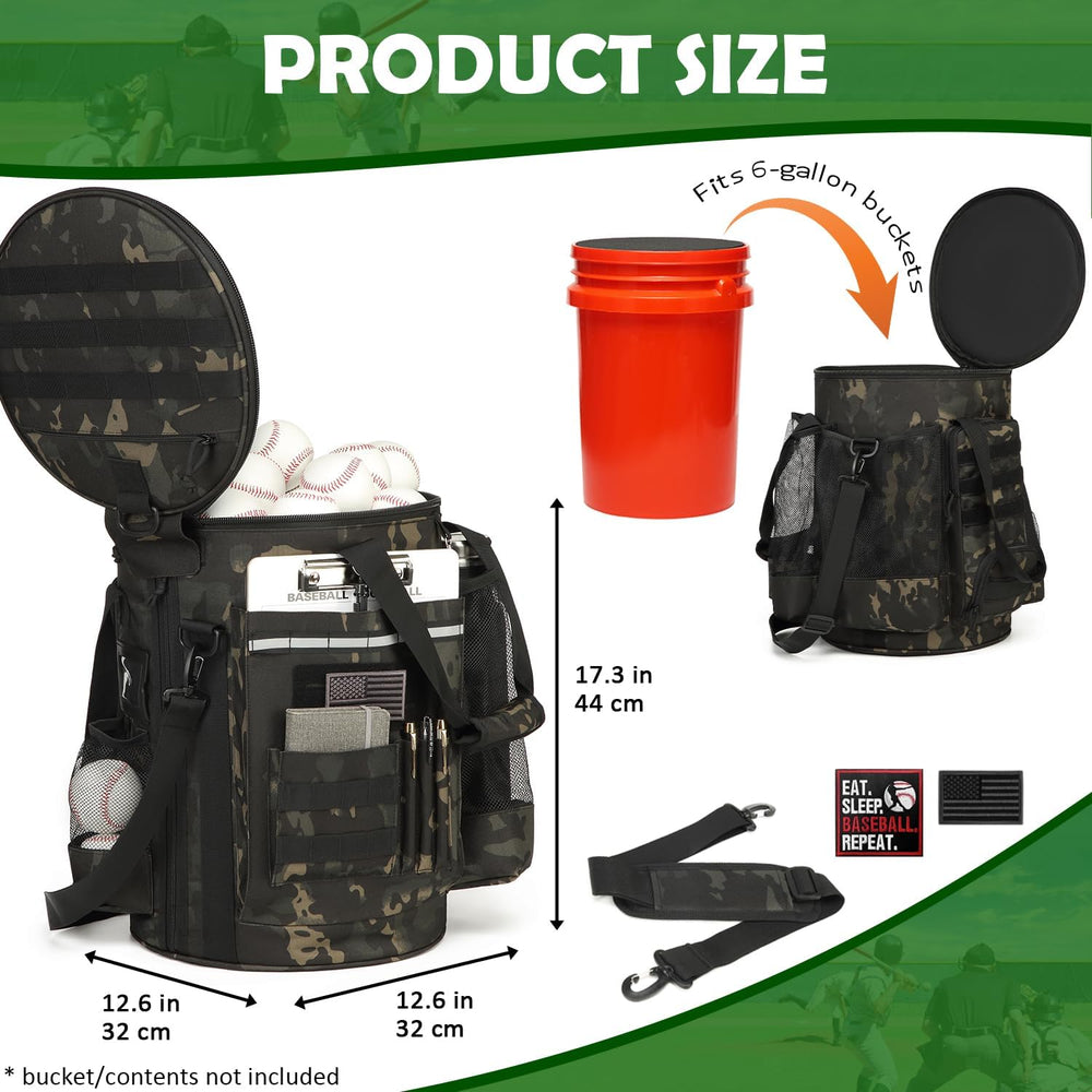 Baseball Bucket Bag, Softball Coaches Bags Fit 6 Gallon Buket