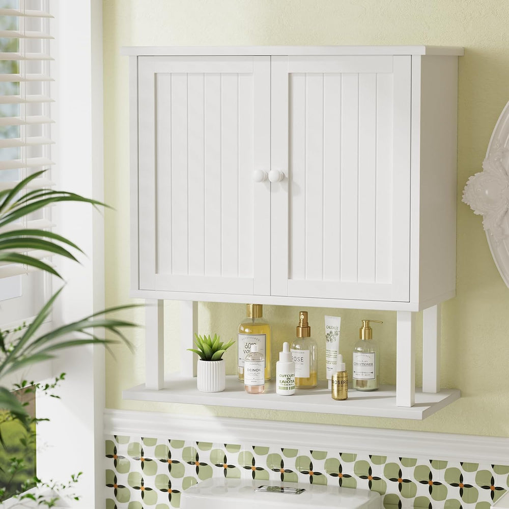 AmazerBath Bathroom Wall Cabinets, Bamboo Over The Toilet Storage Cabinet wit...