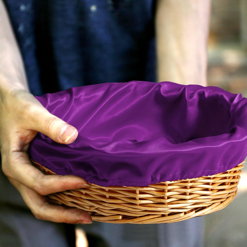 FillTouch 2 Pcs 12 Inches Round Offering Baskets for Church, Purple,Blue