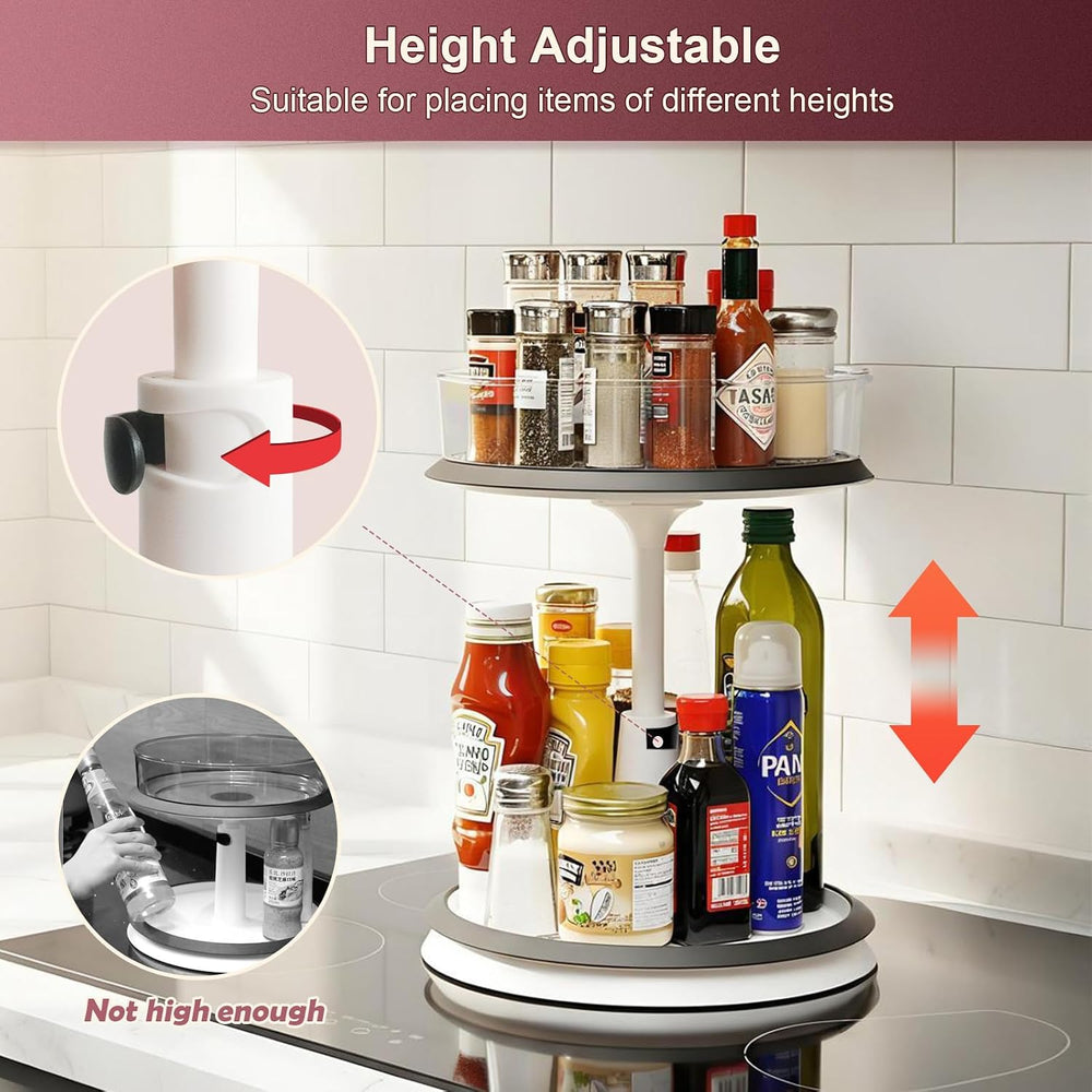 Ynelyase Lazy Susan Medicine Bottle Organizer for Cabinet 2 Tier Clear