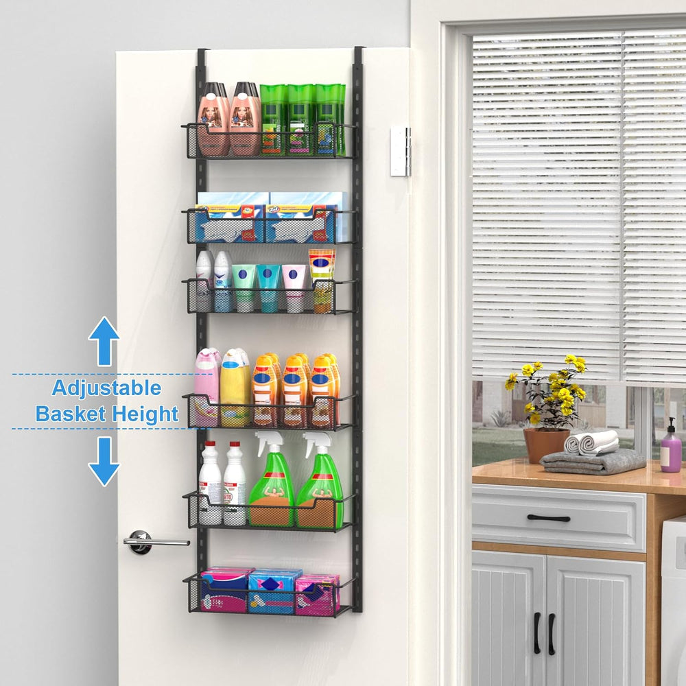 VyGrow 12.3" W Narrow Over the Door Pantry Organizer, 6-Tier Over the Do...
